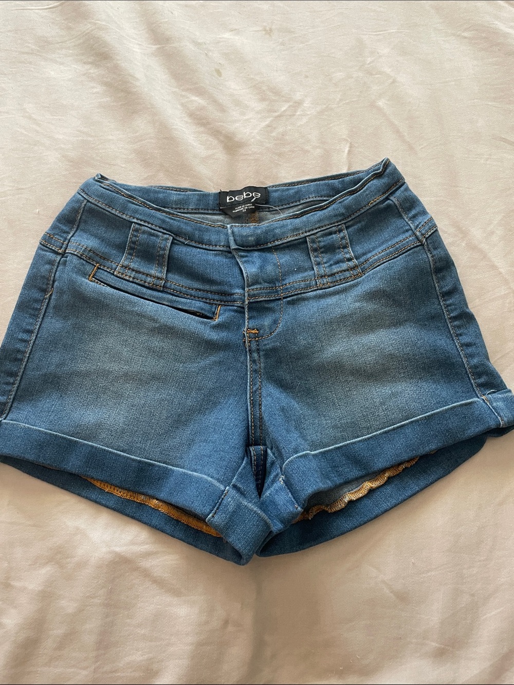Vintage bebe Medium Blue Denim High-Rise Cuffed Shorts